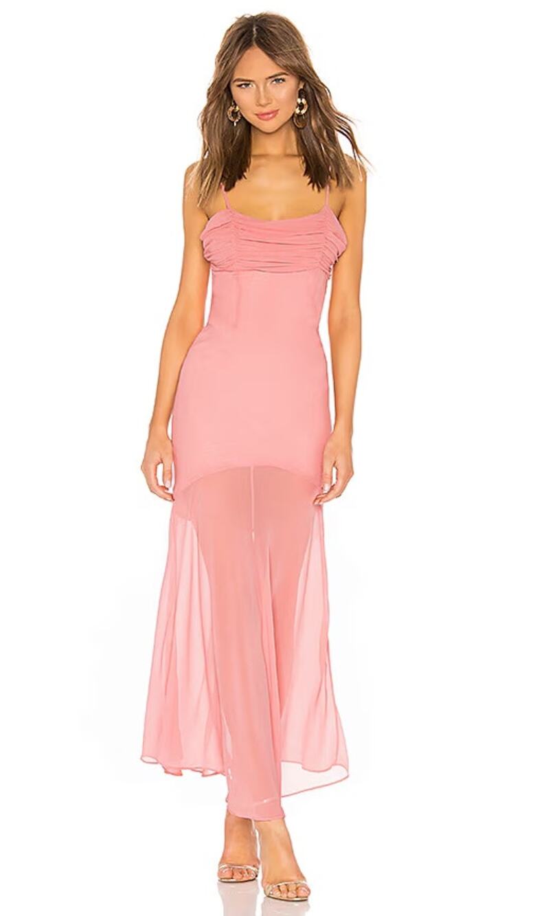 Revolve Privacy Please Mira Maxi Dress Ruched Sleeveless Gown Mauve Pink LRG